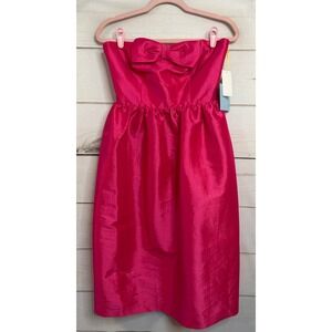 CeCe by Cynthia Steffe Strapless Bow Fit & Flare Dress Pink Glo 4 NWT 73559061
